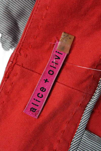 Alice + Olivia Women Red Chino Shorts Hook & Eye Cotton Spandex Size 8