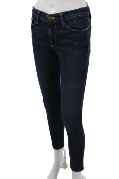 Frame Women High Rise Ankle Skinny Jeans Dark Blue Size 27