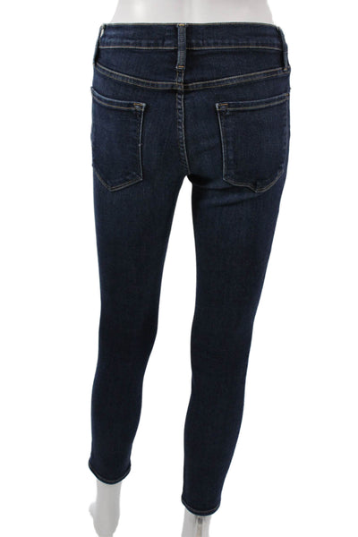 Frame Women High Rise Ankle Skinny Jeans Dark Blue Size 27
