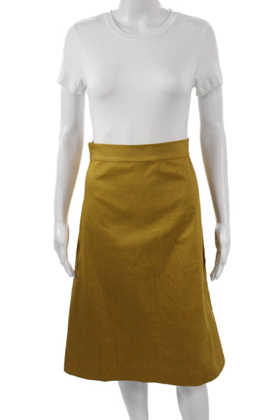Soler Women A-Line Midi Skirt Brown Solid Size XS