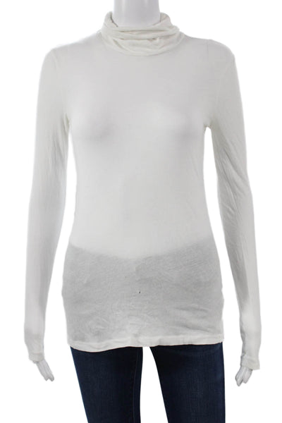 J Crew Womens Basic White Cotton Turtleneck Long Sleeve Top Size 2XS