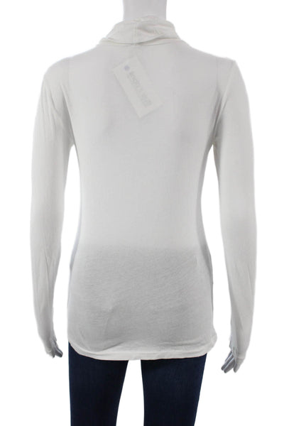 J Crew Womens Basic White Cotton Turtleneck Long Sleeve Top Size 2XS