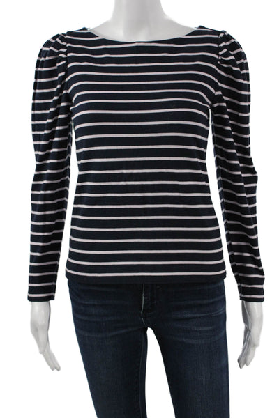 La Vie Women Dark Blue Striped Cotton Long Sleeve T-Shirt Size XS