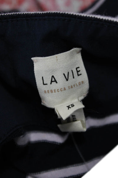 La Vie Women Dark Blue Striped Cotton Long Sleeve T-Shirt Size XS