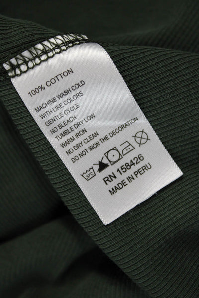 Leallo Women Basic Green Cotton Crew Neck Short Sleeve T-Shirt Army Fall Size S