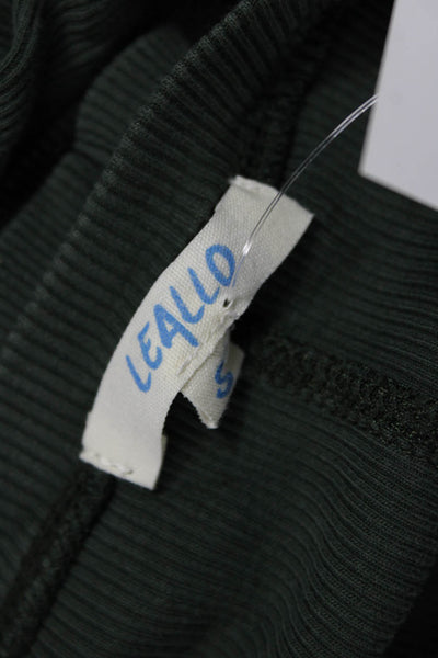 Leallo Women Basic Green Cotton Crew Neck Short Sleeve T-Shirt Army Fall Size S