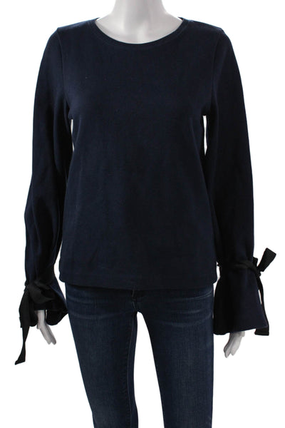 J Crew Womens Basic Long Sleeve Round Neck Top Dark Blue Size XS