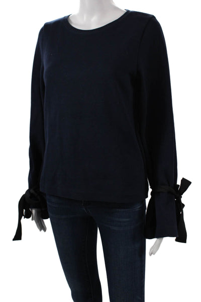 J Crew Womens Basic Long Sleeve Round Neck Top Dark Blue Size XS