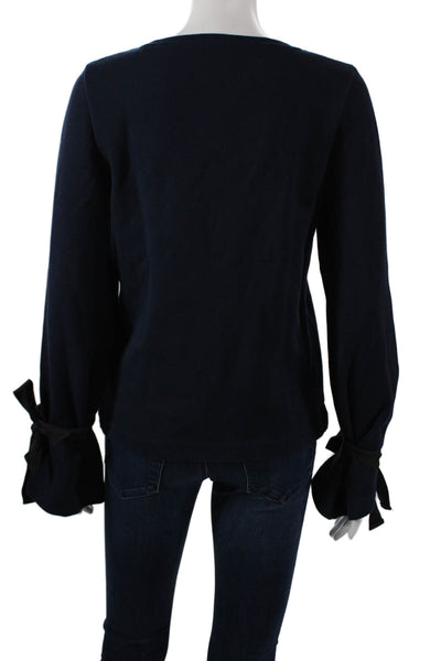 J Crew Womens Basic Long Sleeve Round Neck Top Dark Blue Size XS