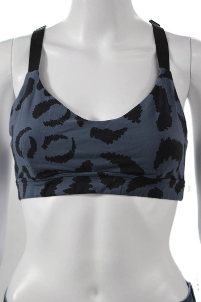 The Upside Womens Racerback Spotted Athletic Sports Bra Blue Size 10