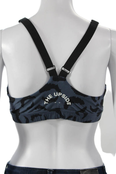The Upside Womens Racerback Spotted Athletic Sports Bra Blue Size 10