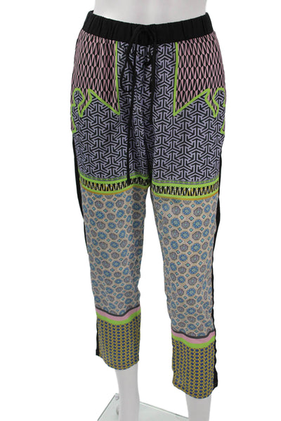 Clover Canyon Women Cropped Jogger Pants Black Geometric 100% Polyester Size S