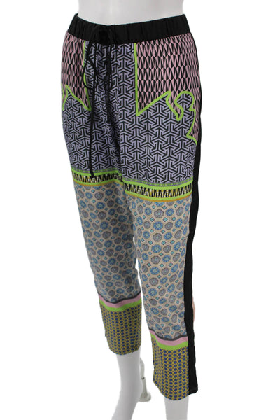 Clover Canyon Women Cropped Jogger Pants Black Geometric 100% Polyester Size S