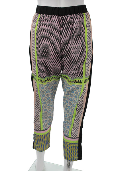 Clover Canyon Women Cropped Jogger Pants Black Geometric 100% Polyester Size S
