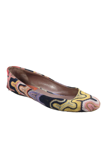 Missoni Womens Knitted Striped Slip On Flats Multicolor Size EUR 36