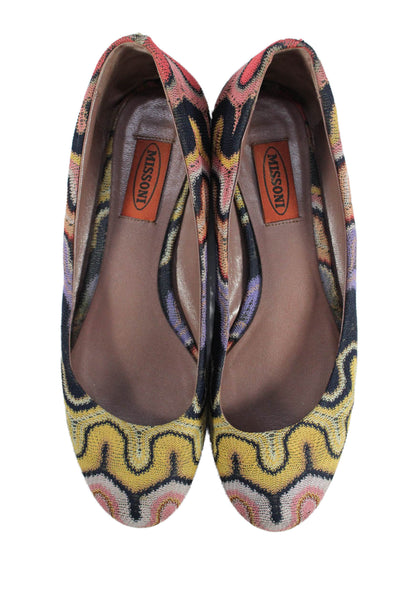 Missoni Womens Knitted Striped Slip On Flats Multicolor Size EUR 36