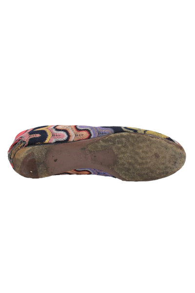 Missoni Womens Knitted Striped Slip On Flats Multicolor Size EUR 36