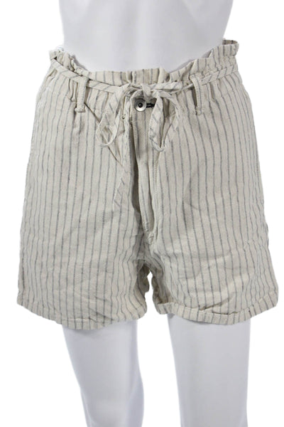 Rag & Bone Womens Beige Striped Button Shorts Size 26