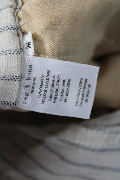 Rag & Bone Womens Beige Striped Button Shorts Size 26