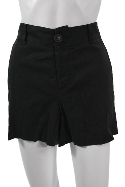 Vince Women Shorts Black Linen Blend Button Size 4
