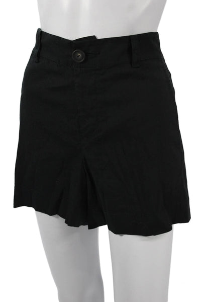 Vince Women Shorts Black Linen Blend Button Size 4