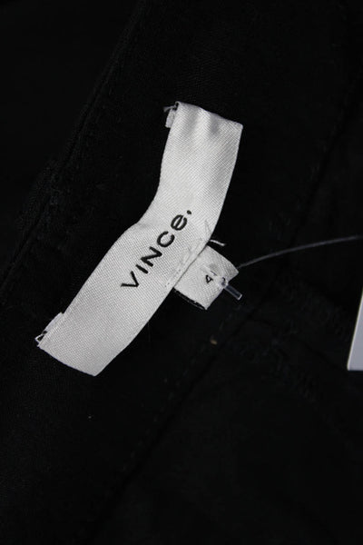 Vince Women Shorts Black Linen Blend Button Size 4