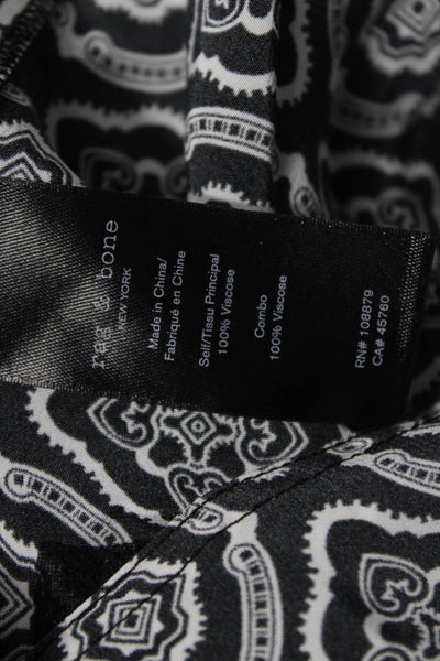 Rag & Bone Womens Black Paisley Viscose Dress Pants Hook & Eye Size 2
