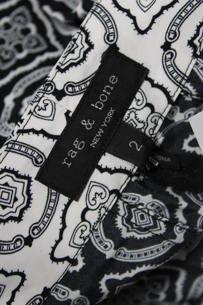 Rag & Bone Womens Black Paisley Viscose Dress Pants Hook & Eye Size 2