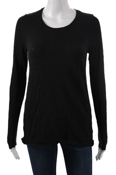 ATM Womens Black Cotton Basic Long Sleeve T Shirt Size XS