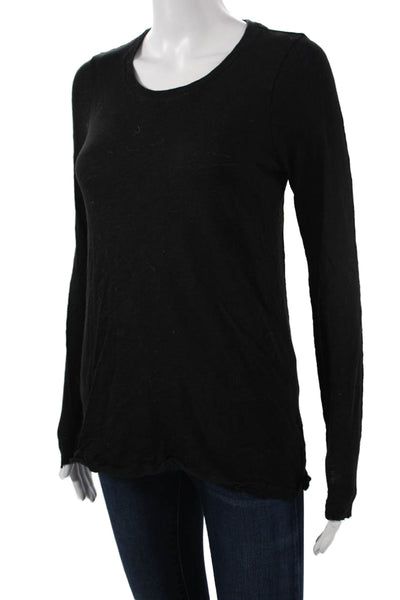 ATM Womens Black Cotton Basic Long Sleeve T Shirt Size XS
