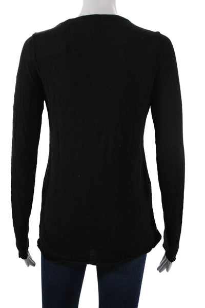 ATM Womens Black Cotton Basic Long Sleeve T Shirt Size XS