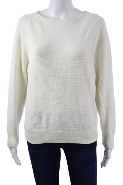Vince Womens Pullover Sweater White Cotton Long Sleeve Round Neck Size S