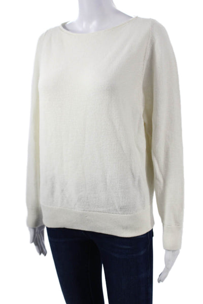 Vince Womens Pullover Sweater White Cotton Long Sleeve Round Neck Size S