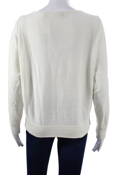 Vince Womens Pullover Sweater White Cotton Long Sleeve Round Neck Size S