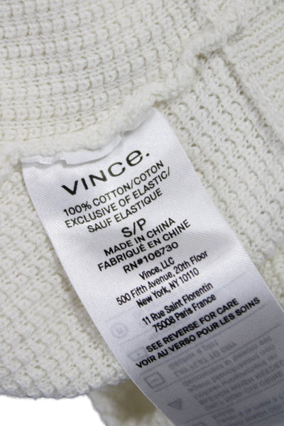 Vince Womens Pullover Sweater White Cotton Long Sleeve Round Neck Size S