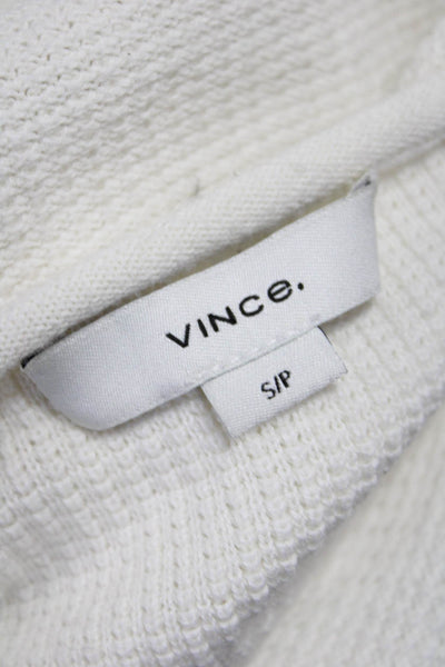 Vince Womens Pullover Sweater White Cotton Long Sleeve Round Neck Size S