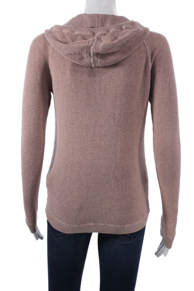 prAna Women Henley Hoodie Pink Drawstring Long Sleeve Organic Cotton Size XS