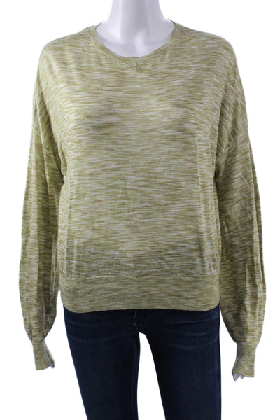 Theory Unisex Pullover Sweater Green Linen Crew Neck Long Sleeve Size S
