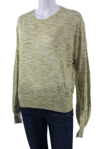 Theory Unisex Pullover Sweater Green Linen Crew Neck Long Sleeve Size S