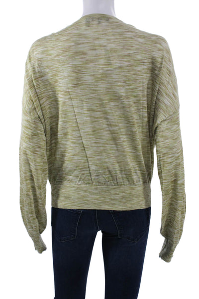 Theory Unisex Pullover Sweater Green Linen Crew Neck Long Sleeve Size S