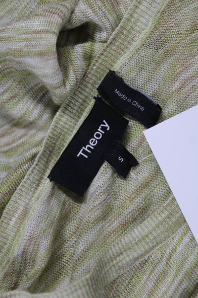 Theory Unisex Pullover Sweater Green Linen Crew Neck Long Sleeve Size S