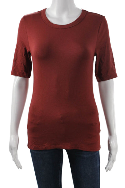 BOSS Women Basic Crew Neck Short Sleeve Brown T-Shirt Modal Size S