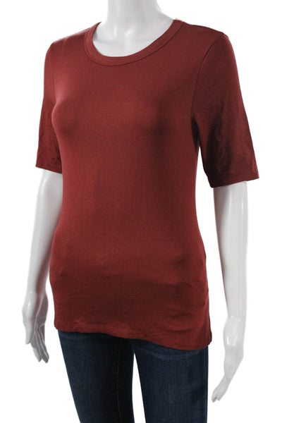 BOSS Women Basic Crew Neck Short Sleeve Brown T-Shirt Modal Size S
