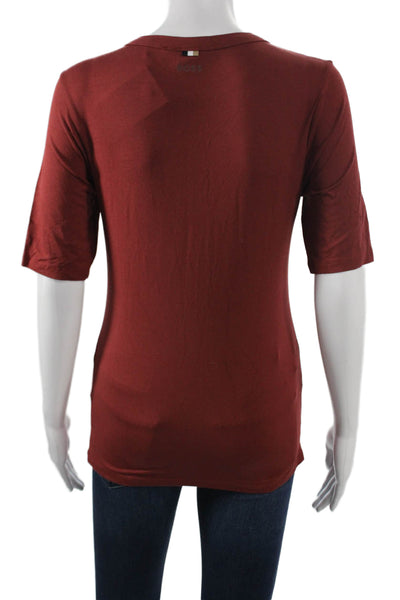 BOSS Women Basic Crew Neck Short Sleeve Brown T-Shirt Modal Size S
