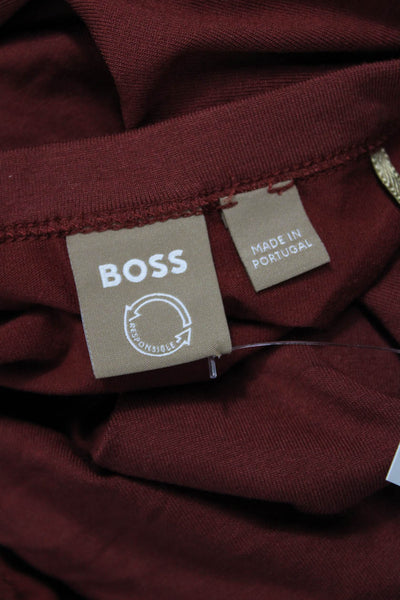 BOSS Women Basic Crew Neck Short Sleeve Brown T-Shirt Modal Size S