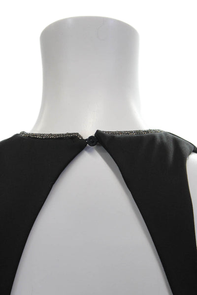 Zara Women High Neck Cropped Tank Black Viscose Elastane Size M