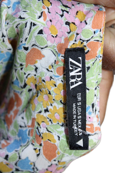 Zara Women Green Floral Slip Dress Long Sleeveless Zip Polyester Blend Size S