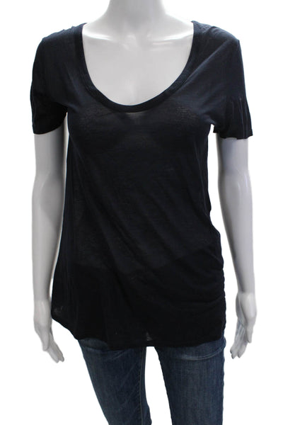 The Row Womens Basic T-Shirt Dark Blue Cotton Spandex Short Sleeve Size S
