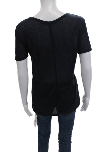 The Row Womens Basic T-Shirt Dark Blue Cotton Spandex Short Sleeve Size S