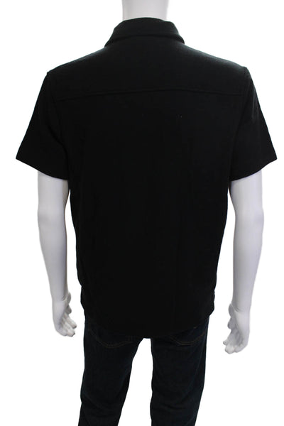 J Crew Mens Button Down Short Sleeves Shirt Black Cotton Size Medium